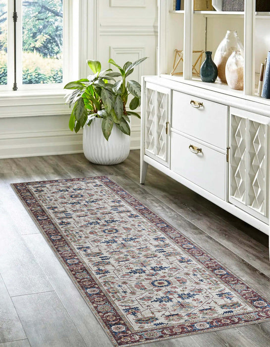 Daffy Traditional 2'3\" x 8'0\" Runner Rug in Ivory Indoor Area Rug 