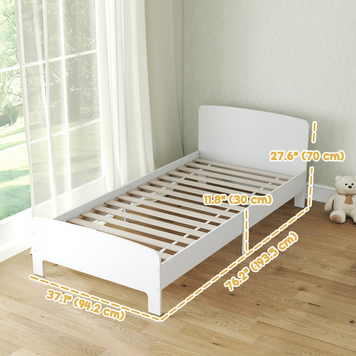 Qaba Toddler Bed Frame for Girls and Boys, Bedroom Furniture, White