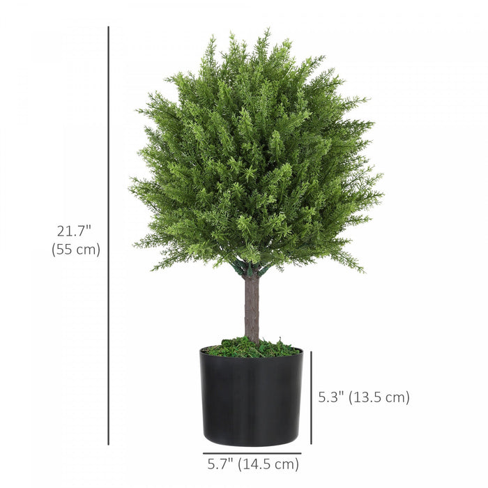 HOMCOM Set of 2 Decorative Artificial Plants, Fake Plants for Home, Green