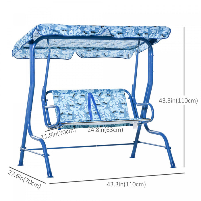 Outsunny 2-seat Kids Porch Swing Chair, Children Outdoor Patio Furniture Lounge Chair For Garden, Wi