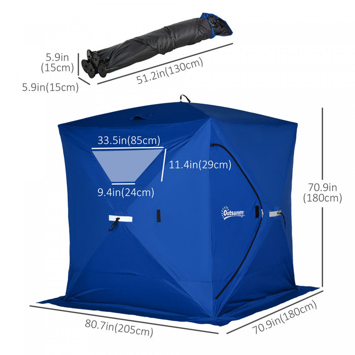Outsunny 2-4 Person Pop-up Ice Fishing Tent Portable Ice Fishing Shelter With Windproof Windows And 