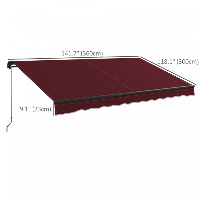 Outsunny 12' X 10' Retractable Awning, Patio Awning Sunshade Shelter With Manual Crank Handle, 280gs
