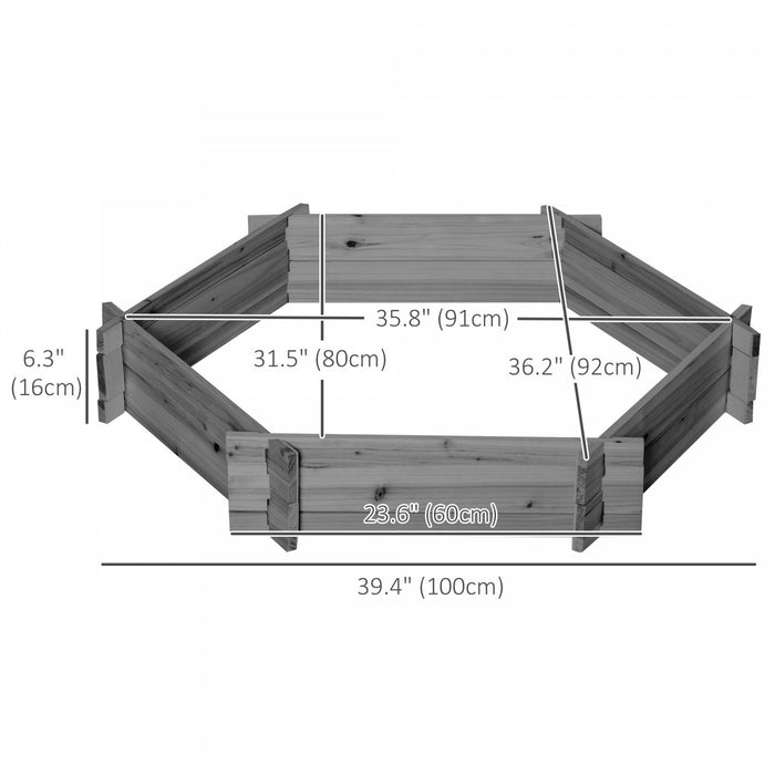 Outsunny 39\" X 36\" Screwless Raised Garden Bed, Hexagon Planter Box, Herb Garden For Vegetables, Flo