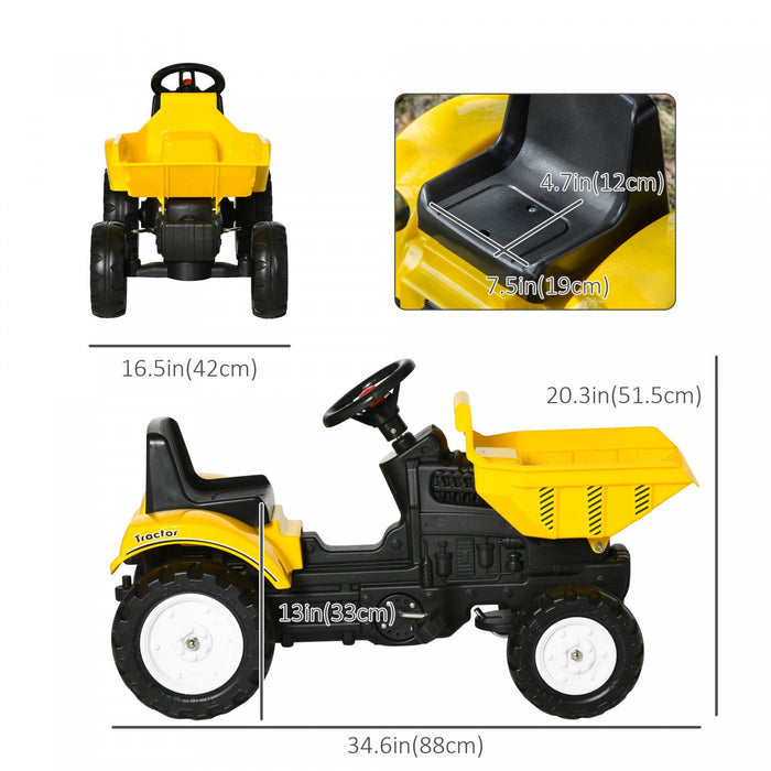 Aosom No Power Kids Ride-on Excavator, Toddler Tractor Pretend Play Construction Toys With Manual Co