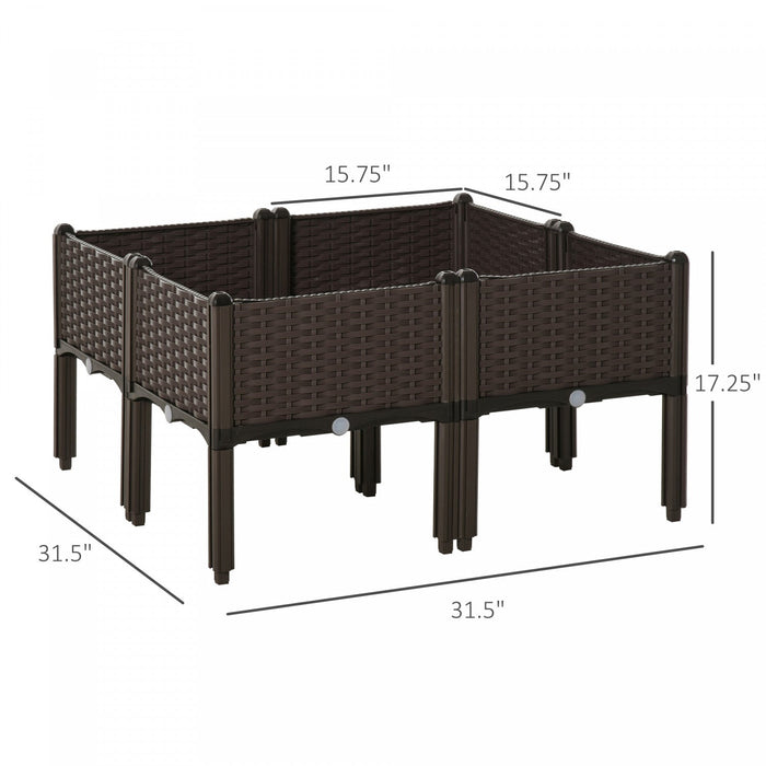 Outsunny 4-piece Raised Garden Bed Pp Raised Flower Bed Plant Stand Stackable Vegetable Herb Grow Bo