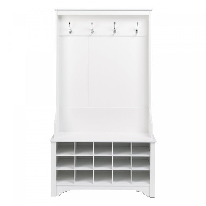 Hall Tree with Shoe Storage - White