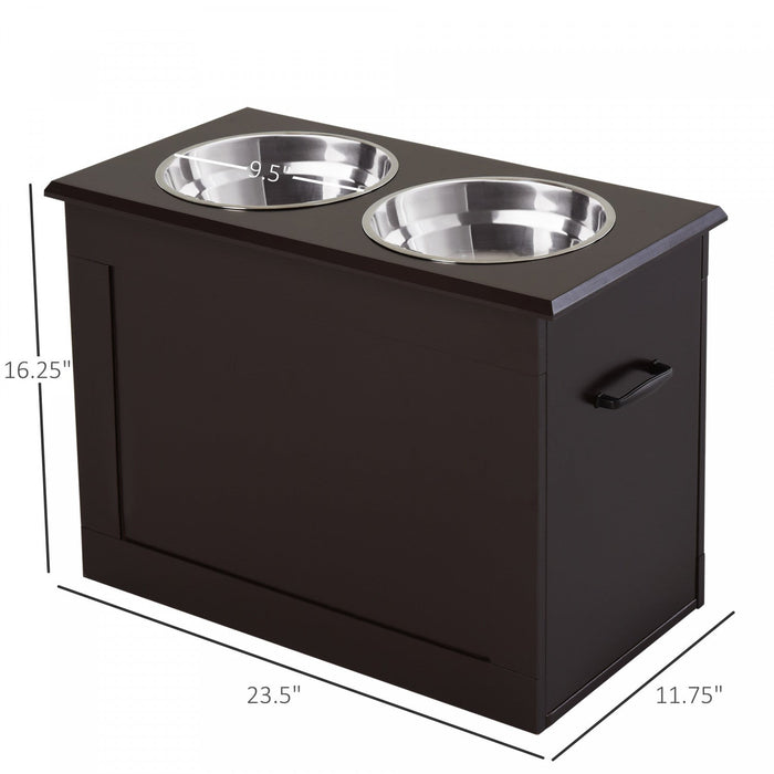 Pawhut Elevated Dog Bowls For Large Dogs With Storage Dog Pet Diner Function 2 Stainless Steel Dog B