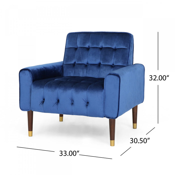Henley Modern Accent Seating Arm Chair With Tufted Back,polyester Upholstery,blue Accent Chair 
