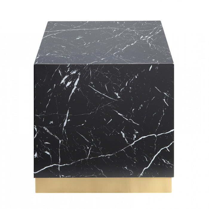 Aphrodite End Table, Black Faux Marble & Gold 