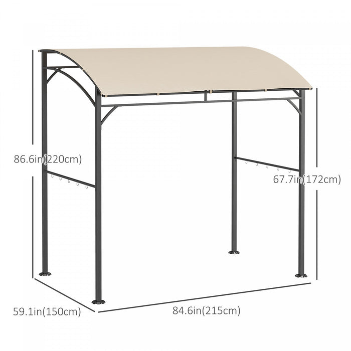 Outsunny 7' X 5' Bbq Grill Gazebo Tent, Garden Grill Canopy With Steel Frame And Hooks, Outdoor Sun 