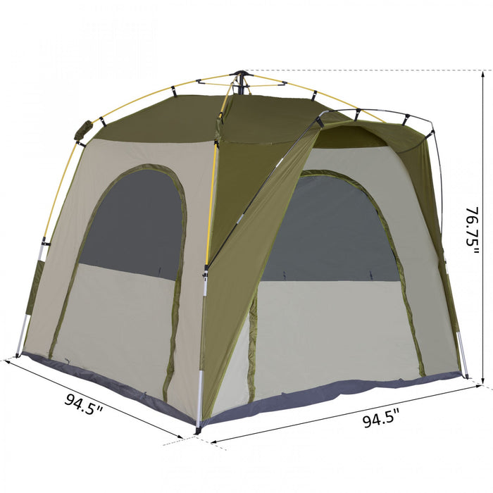 Outsunny Instant Automatic Camping Tent W/ 4 Doors And 4 Windows, Outdoor Easy Pop Up Tent, Portable
