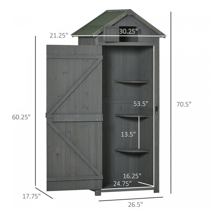 Outsunny 30\" X 21\" X 71\" Garden Storage Shed, Outdoor Storage Shed With 3 Tier Shelves, Workshop Yar