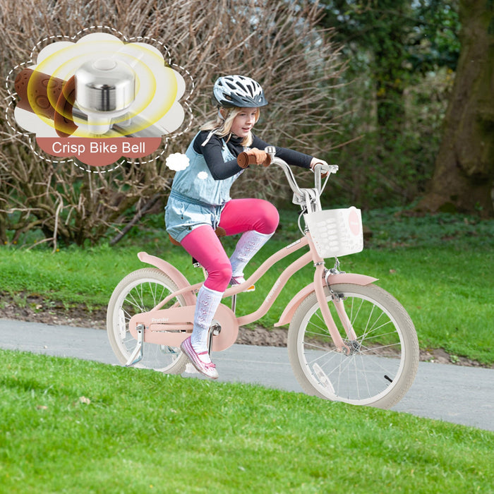 Costway 18" Kids Bike Toddler Bicycle With Training Wheel Kickstand For 4-8 Years Old Pink