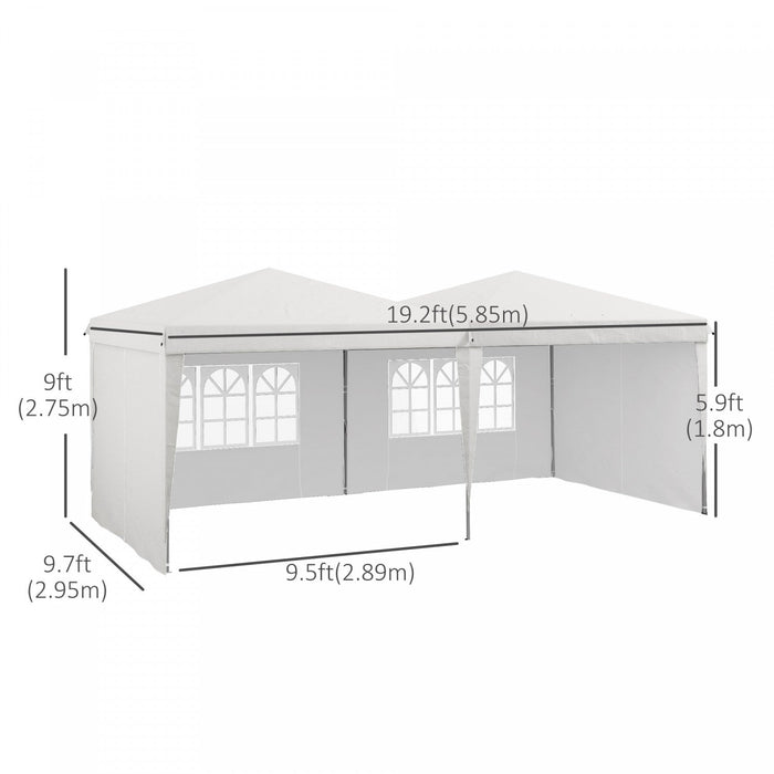 Outsunny 10' X 19' Pop Up Canopy Tent With Sidewalls, Instant Sun Shelter, Tents For Parties, Height