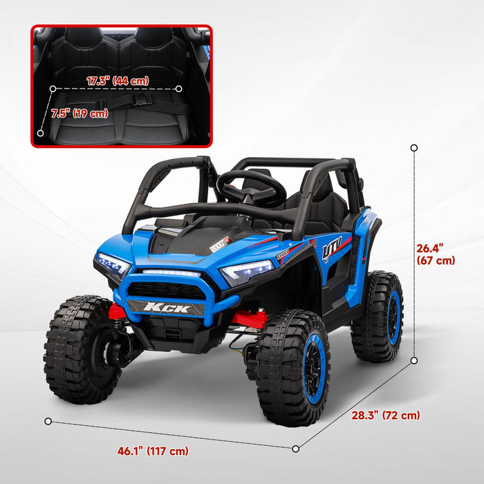 Qaba 24v 7ah Powered Ride-On Truck, 2 Seater 4wd Battery Powered Electric Car For Kids With 4 Spring