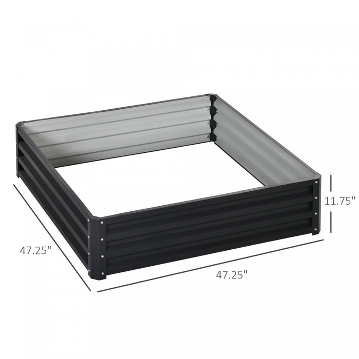 Outsunny 4' X 4' X 1' Raised Garden Bed Galvanized Steel Planter Box For Vegetables, Flowers, Herbs,