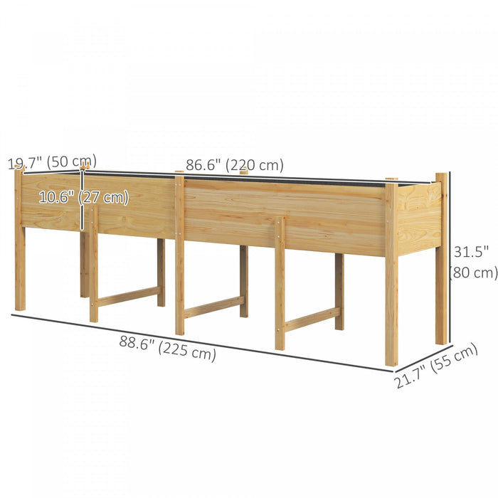 Outsunny Extra Large Wooden Planter Box With Legs & Drain Holes, Natural