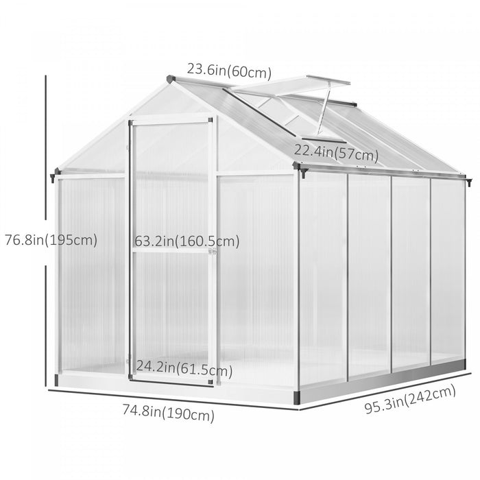 Outsunny 8' X 6' X 6.4' Walk-in Garden Greenhouse Polycarbonate Panels Plants Flower Growth Shed Col
