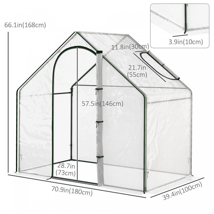 Outsunny 6'x3.3'x5.5' Walk-in Garden Greenhouse With Door And Top Window, Portable Mini Greenhouse F