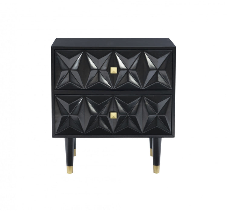 Geo 2-Drawer Textured Nightstand - Black