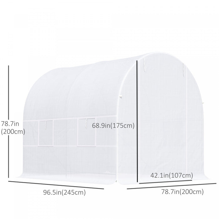 Outsunny 8.2x6.6x6.6ft Walk-in Tunnel Greenhouse Portable Garden Plant Growing Warm House With Door 