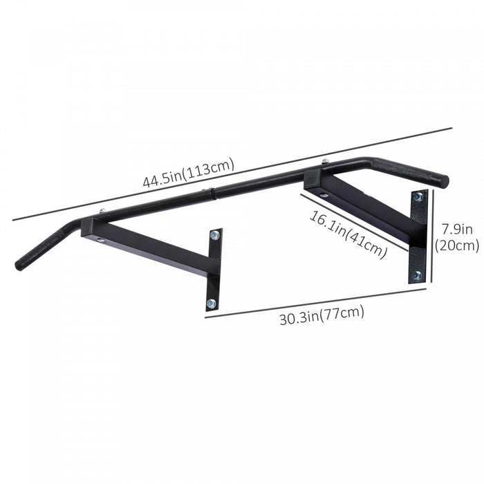 Soozier Wall Mount Chin Up Bar Upper Body Pull Up Training Workout Home Gym Exerciser Black