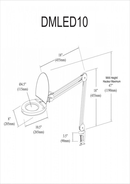 Dainolite LED Magnifier Lamp 8w Black Finish