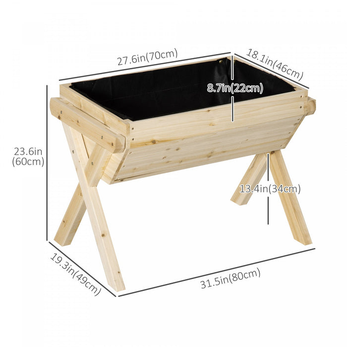 Outsunny Elevated Planter Box With Legs, Wooden Raised Garden Bed With Bed Liner And Drainage Holes,