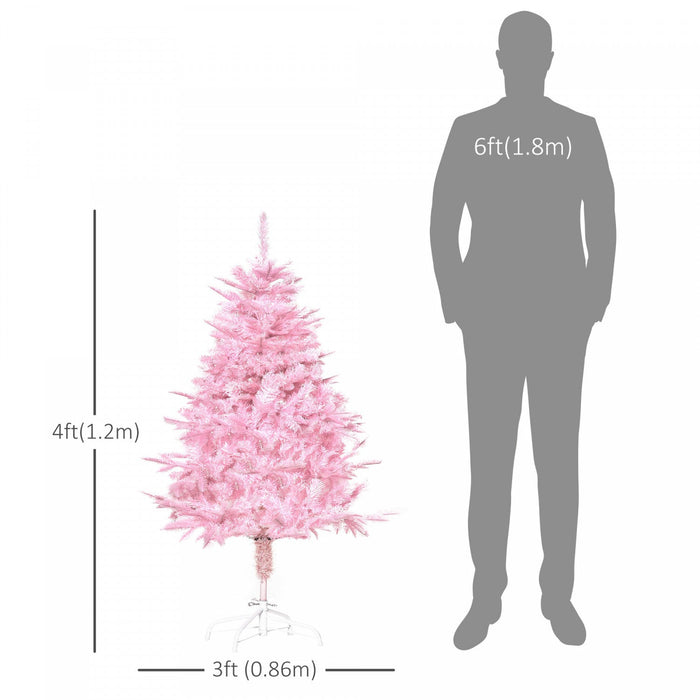 Homcom 4ft Artificial Christmas Tree With Automatic Open For Party Pink