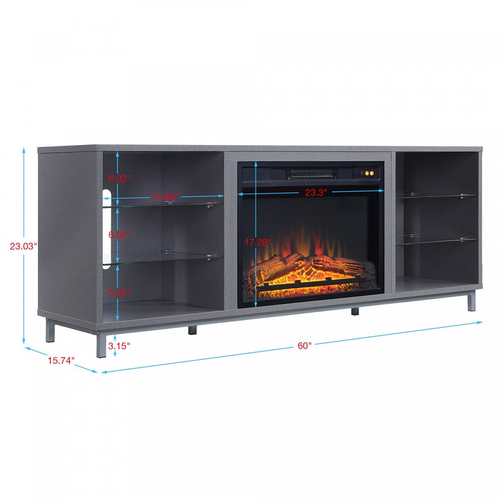 Brighton Modern 2-Piece Electric Fireplace in Black and Gray 