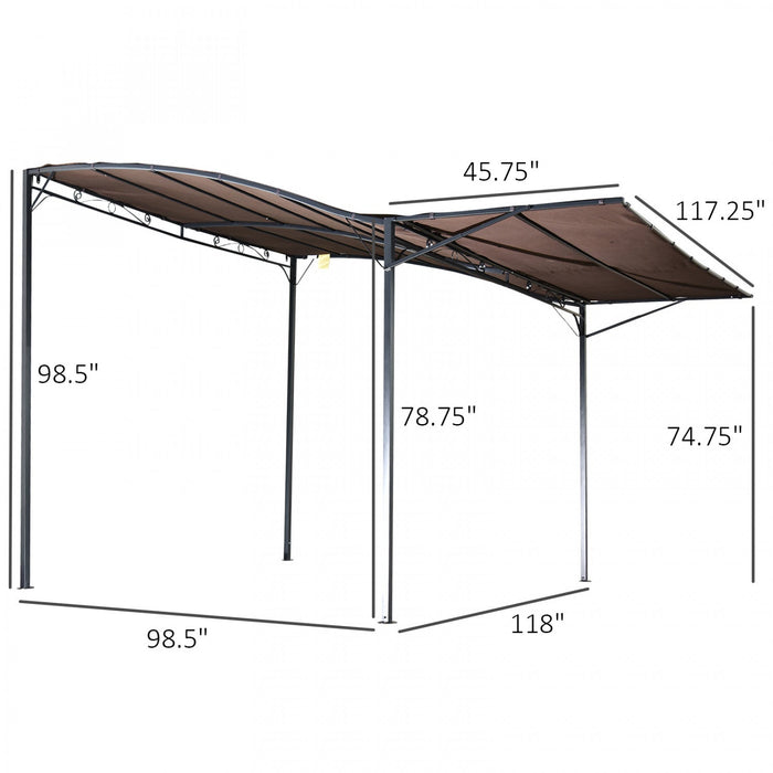 Outsunny 10x8ft Patio Metal Gazebo With Extendable Side Awning Outdoor Shelter Garden Sun Shade Cano