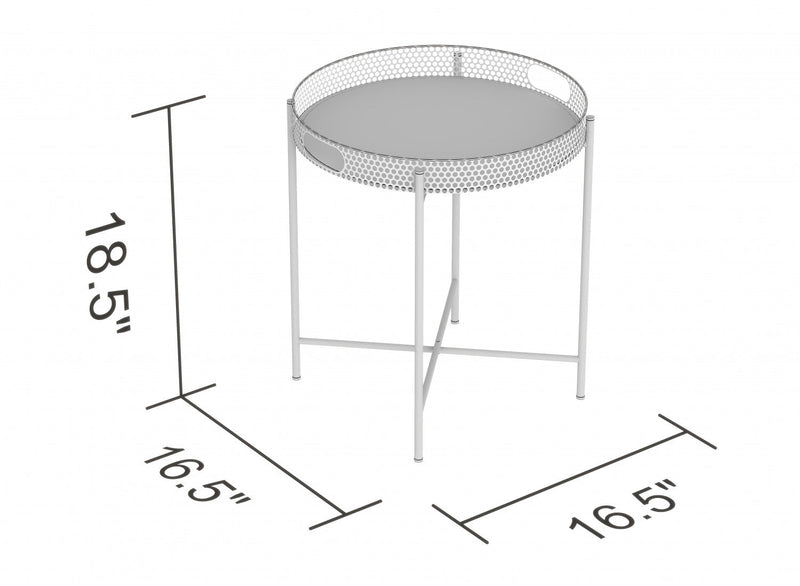 End Table With Mirror - Gold Round Shape Top 