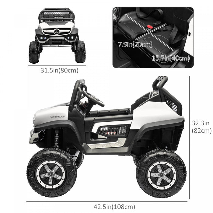 Aosom Licensed Mercedes-benz Unimog Ride On Truck, 12v Battery Powered Electric Vehicle With 2.4g Re