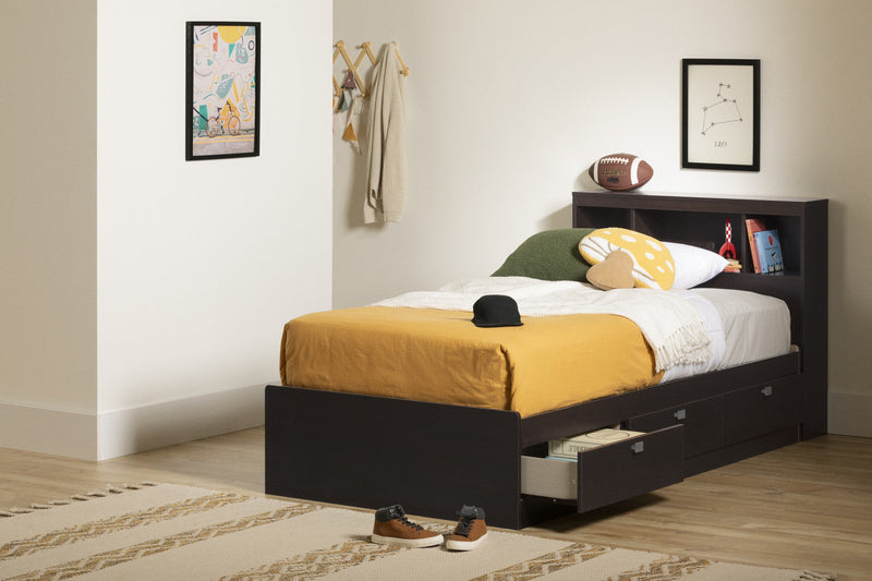 Spark Bookcase Headboard With Storage - Chocolate  
