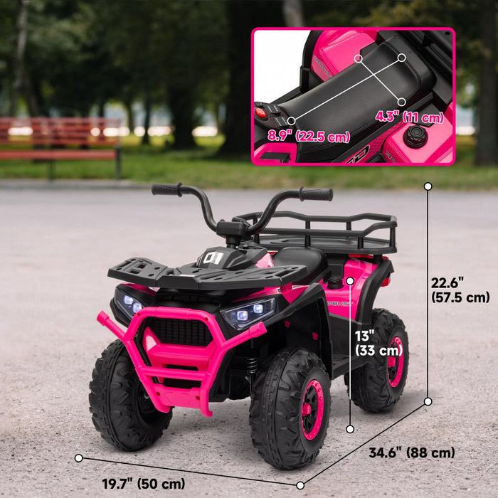 Qaba Kids Atv, 4 Wheeler, 12v Battery Powered Ride-On Electric Vehicle With 4 Spring Suspension Whee