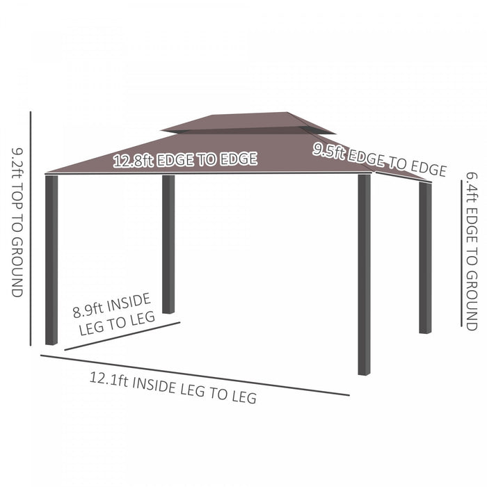 Outsunny 10' x 13' Patio gazebo, aluminum Frame Double Roof Outdoor Gazebo Canopy Shelter With Netti