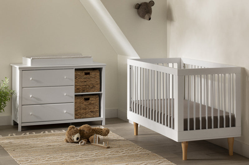 Cotton Candy Changing Table With Removable Rim, Drawers, And Open Storage - Pure White 
