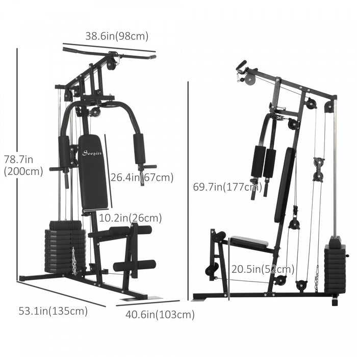 Soozier Home Gym Machine, Multifunction Gym Equipment With 99lbs Weight Stack For Back, Chest, Arm, 