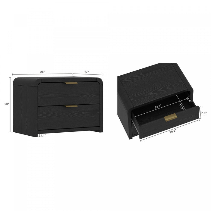 Grace Modern 28\" Nightstand in Black and Gold 