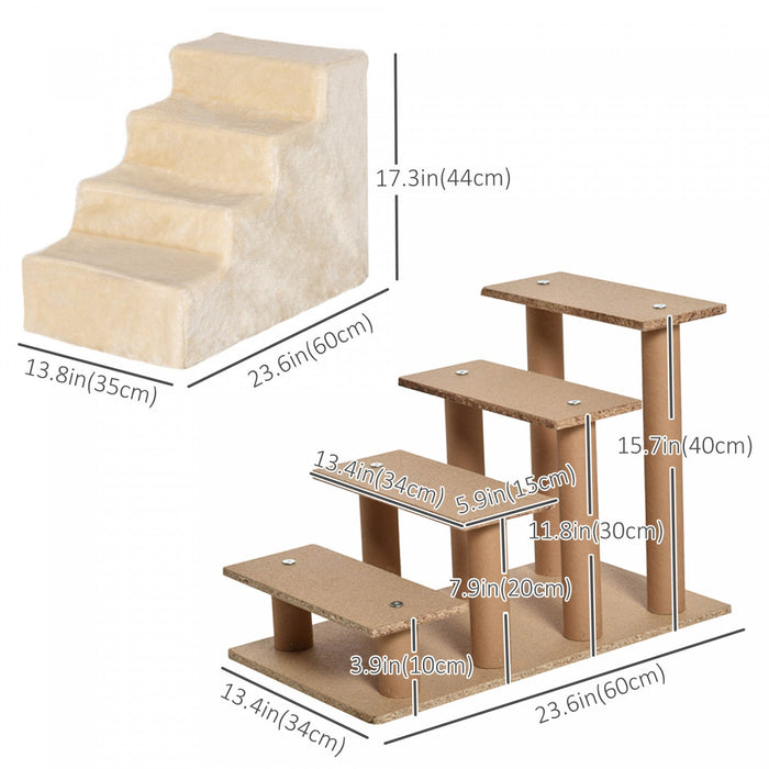 Pawhut Pet Steps Ladder For Cats And Dogs, Pet Stairs, Ladder For Climbing On Bed, Sofa With Removab