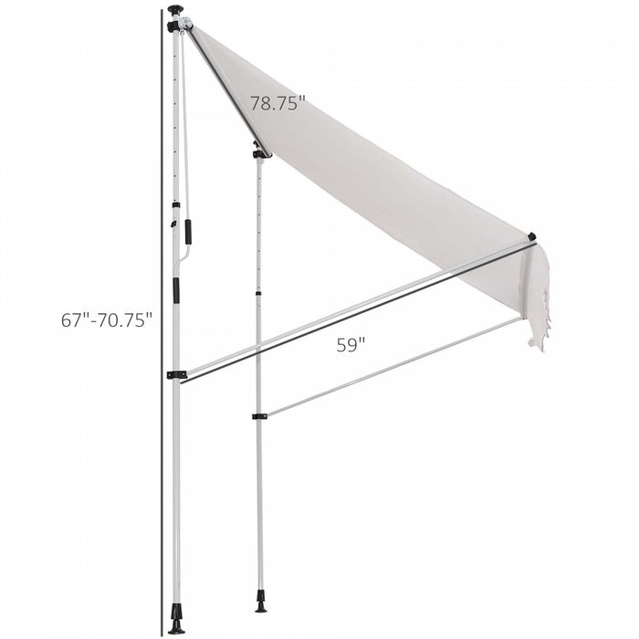 Outsunny 6.6'x5' Manual Retractable Patio Awning Window Door Sun Shade Deck Canopy Shelter Water Res