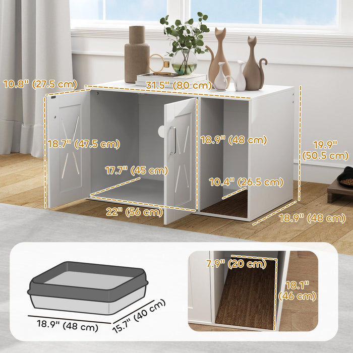 Pawhut Cat Litter Box Enclosure, Hidden Cat Litter Box Furniture With Scratching Board, Cat House En