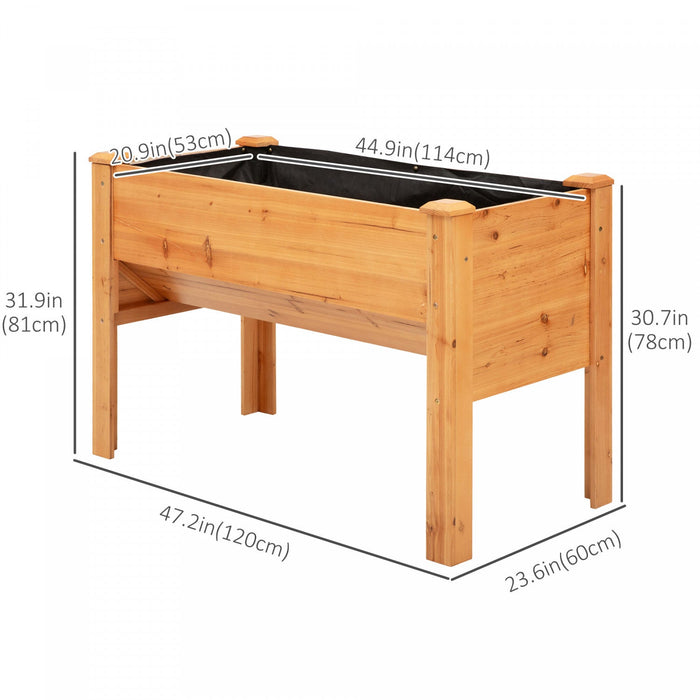 Outsunny Raised Garden Bed With Hooks, 660lb Capacity Wood Elevated Planter Box With Water Draining 