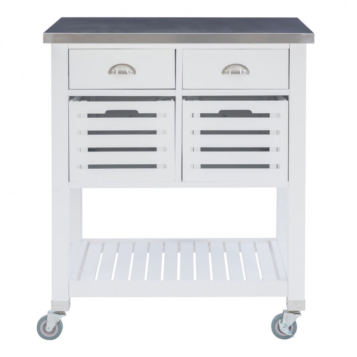 Robbin Wood Kitchen Bar Cart Storage - White