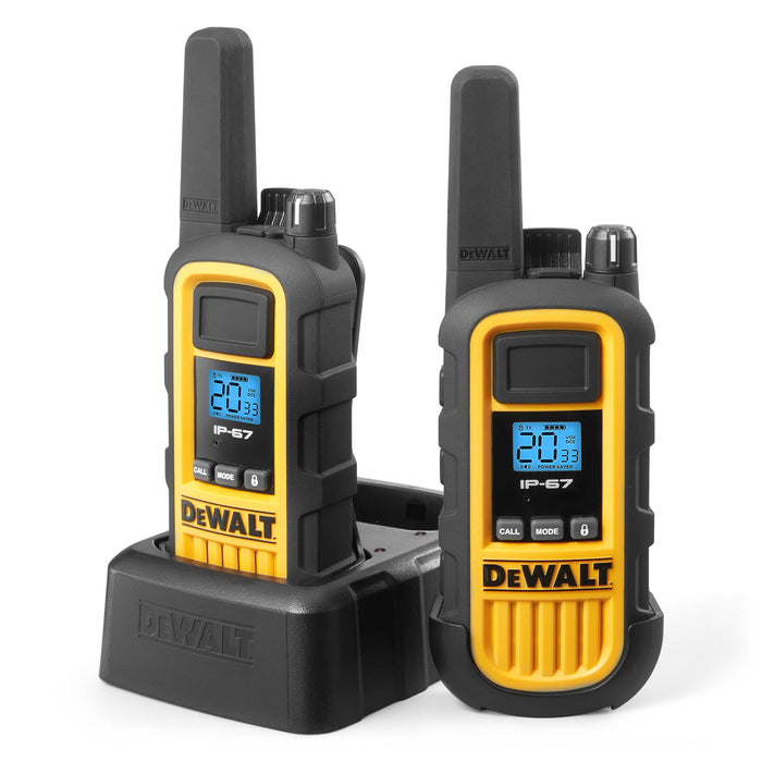 2 Dewalt Dxfrs800 Walkie Talkies Plus Earpieces - 2 Watt, Heavy Duty, 22 Channel Long Range Two Way 
