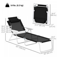 Outsunny Outdoor Lounge Chair With Adjustable Backrest, Black