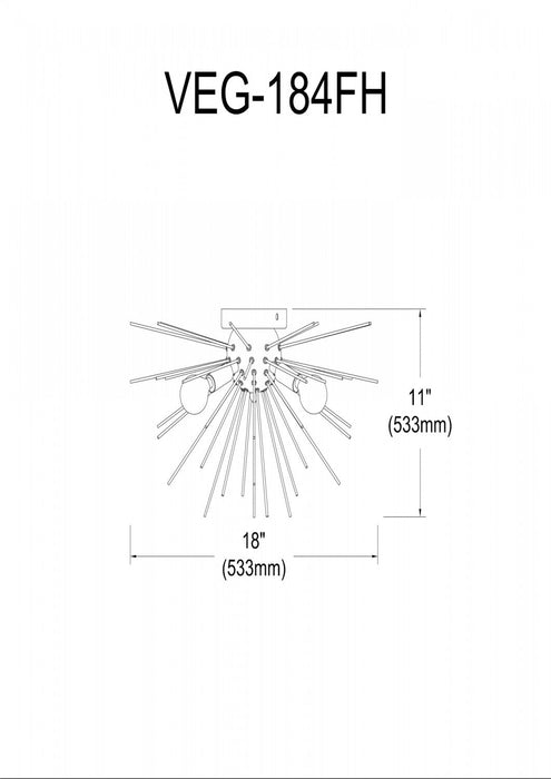 Dainolite Vega 4 Light Flush Mount Silver/Polished Chrome Finish Lamp