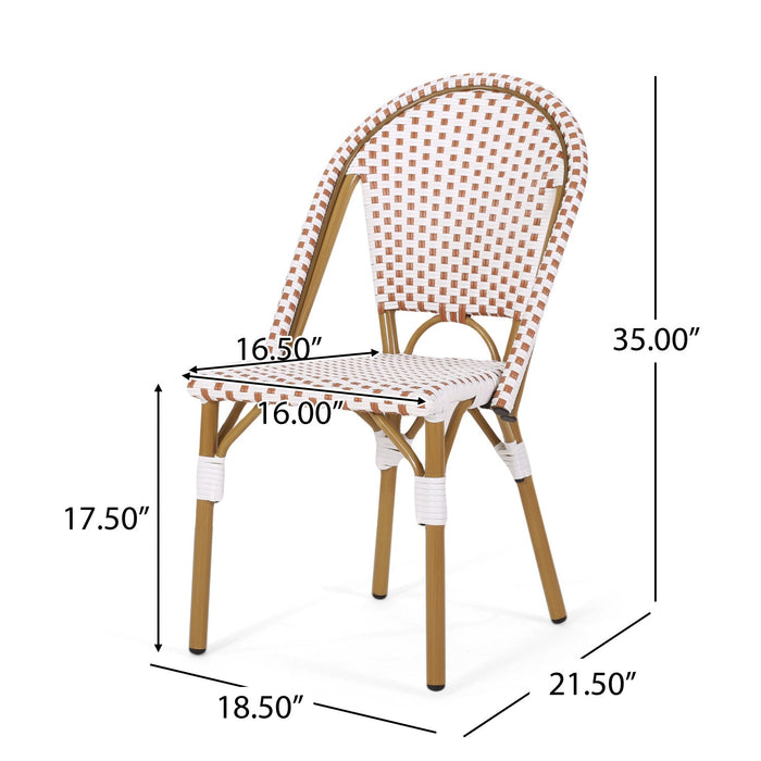 Julien Faux Ratten and Aluminum French Bistro Chairs, Set of 2 - White and Red 