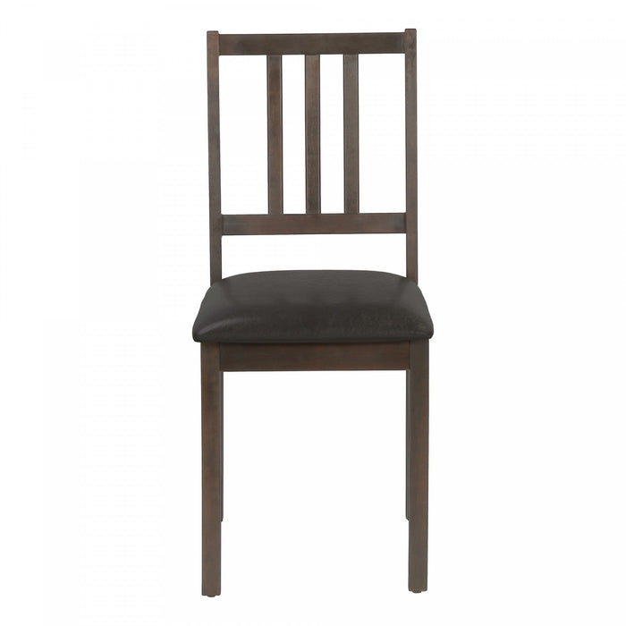Dining Chair Set of 2 Kitchen Dining Room Brown Leather-Look Brown Wood Legs Transitional