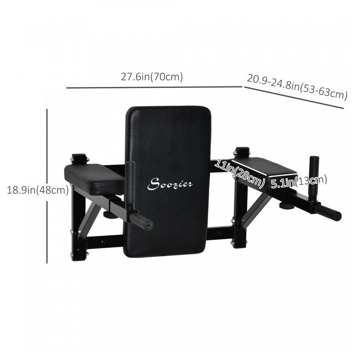 Soozier Wall Mounted Dip Station Multi-function Power Tower Set Home Gym Pull Up Bar Chin Up Exercis
